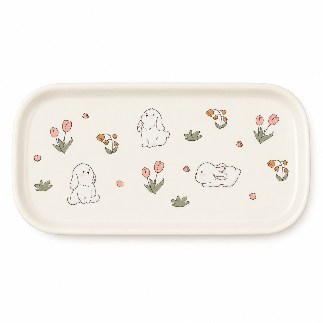 Bunny Floral Ceramic Tray