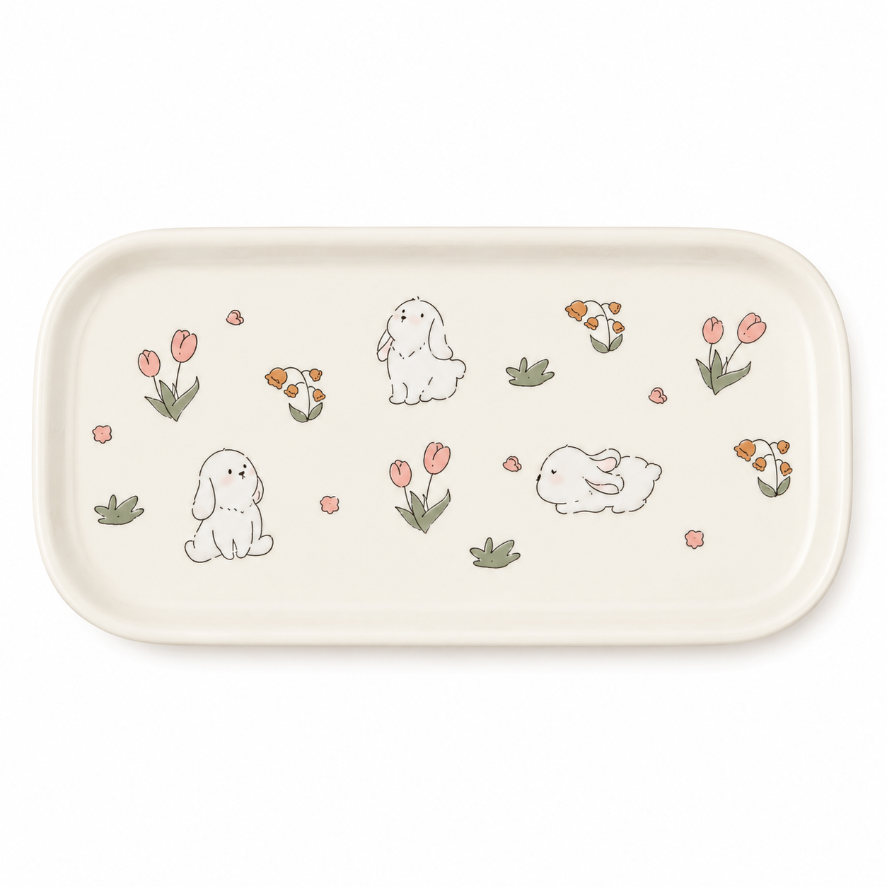 Bunny Floral Ceramic Tray