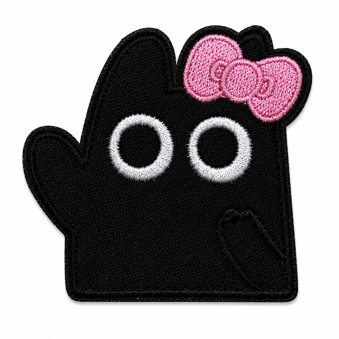 Medium Black Cat Bow Iron On Patch