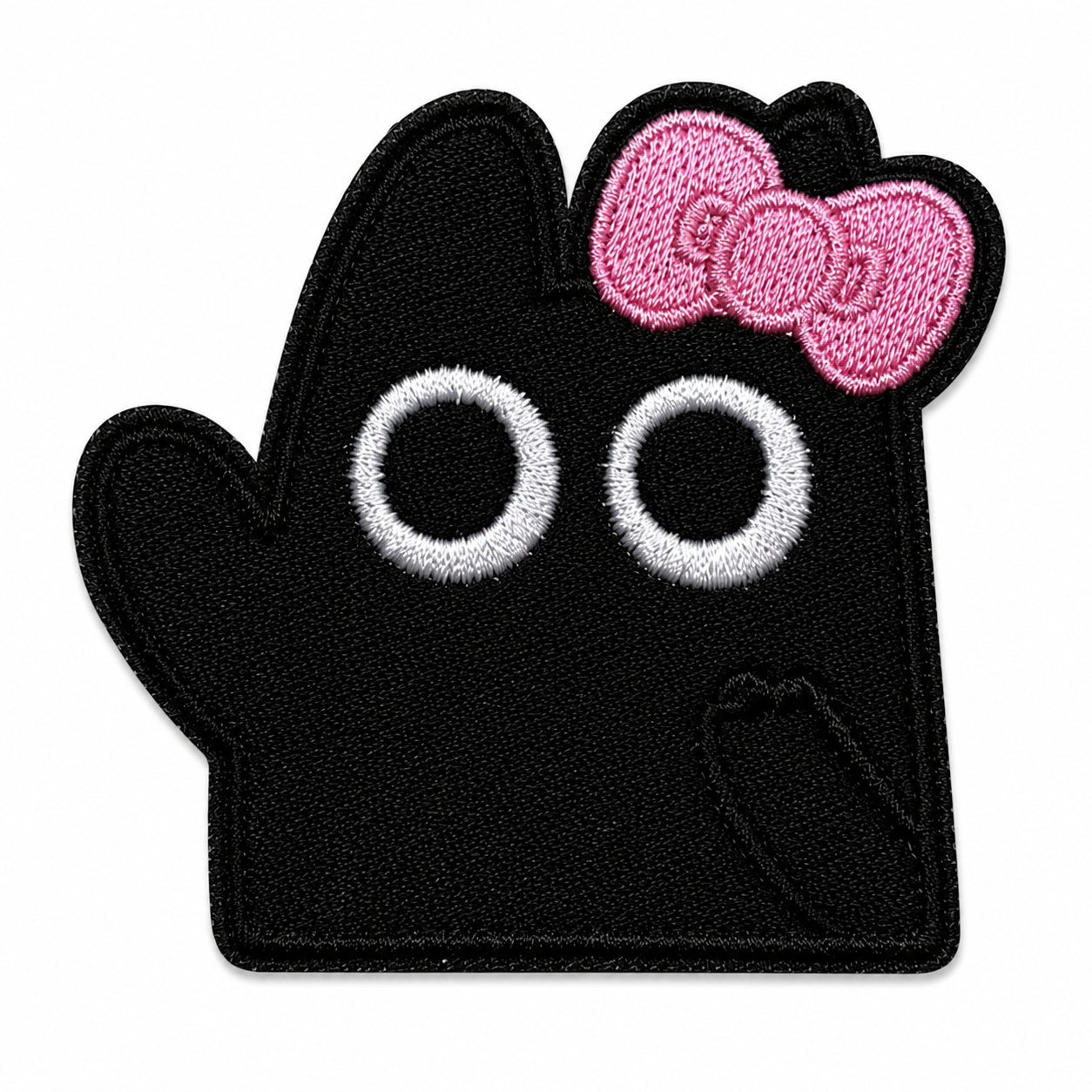 Medium Black Cat Bow Iron On Patch