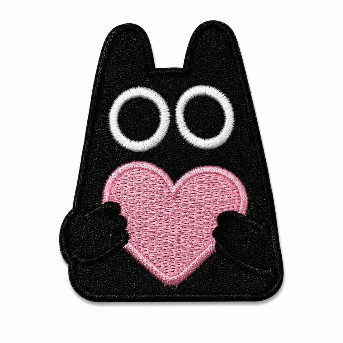 Medium Black Cat Heart Iron On Patch