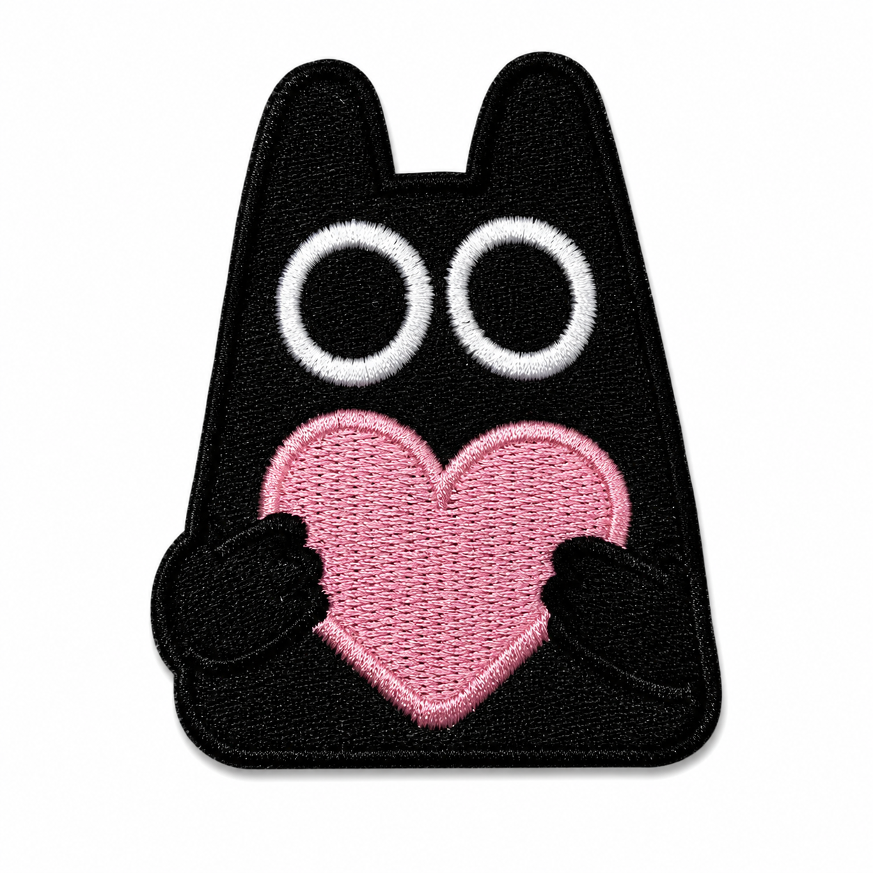 Medium Black Cat Heart Iron On Patch