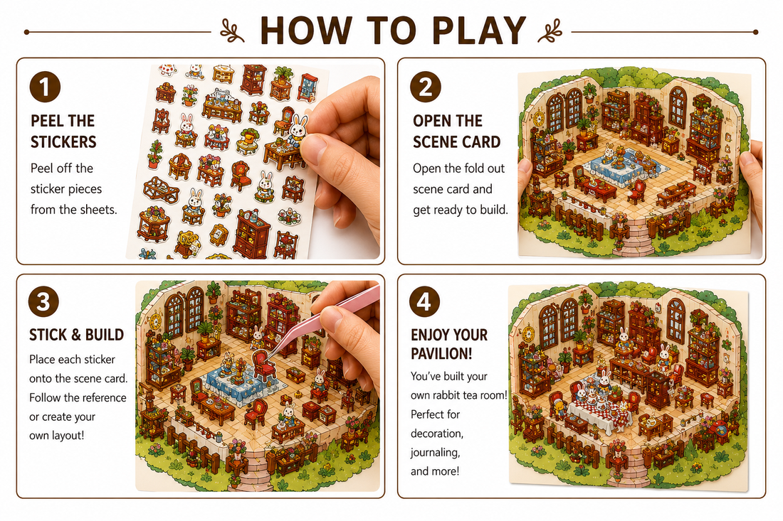 Rabbit Afternoon Tea Sticker Puzzle Game