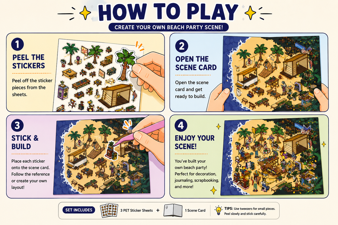Beach Party Sticker Puzzle Game