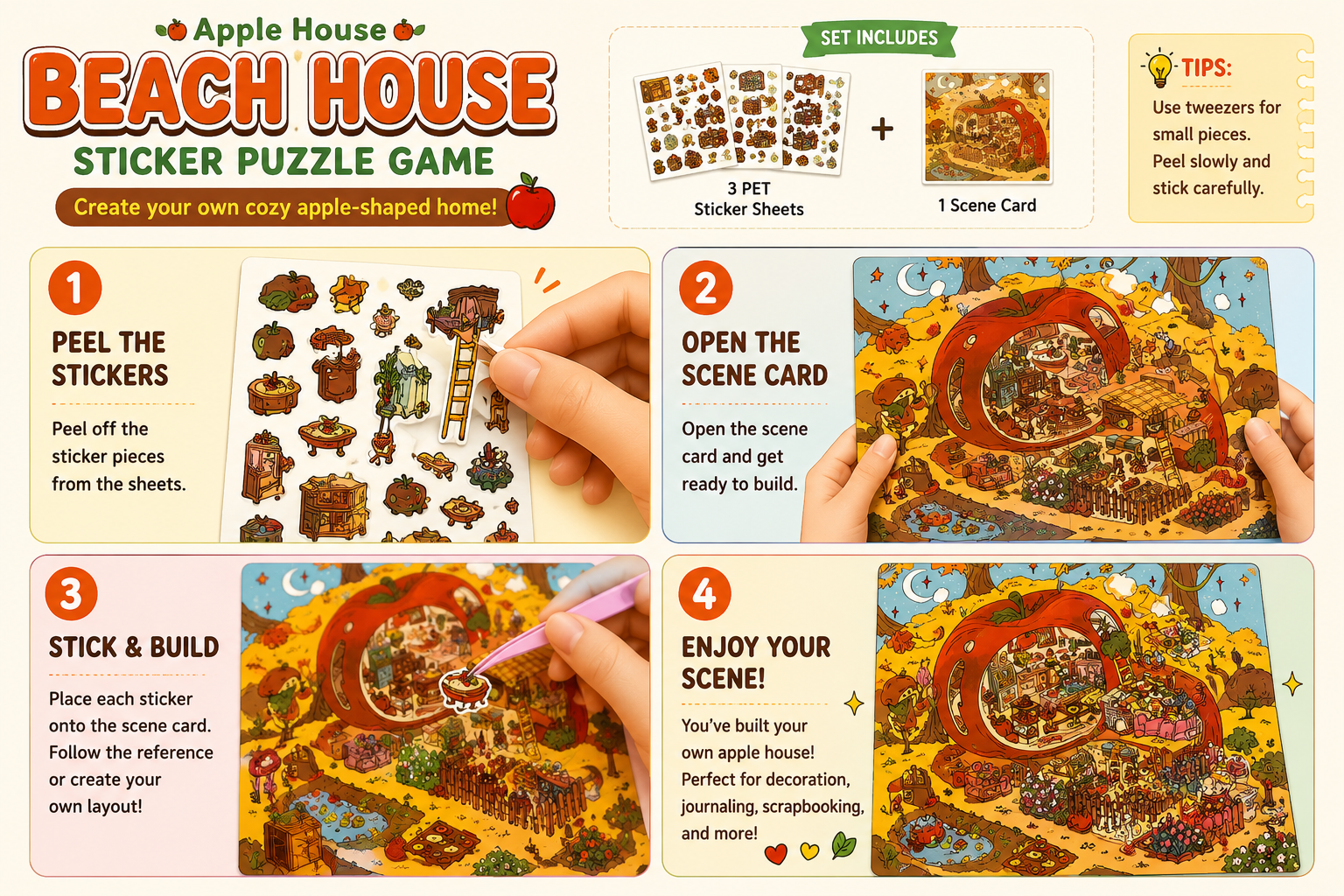Apple House Sticker Puzzle Game