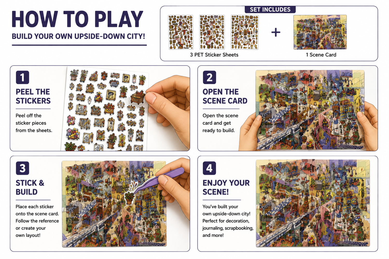 Upside Down City Sticker Puzzle Game