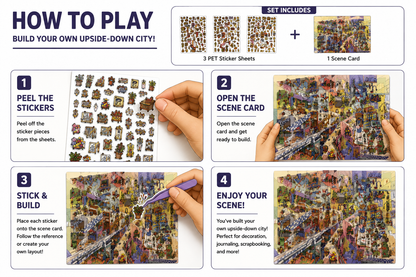 Upside Down City Sticker Puzzle Game