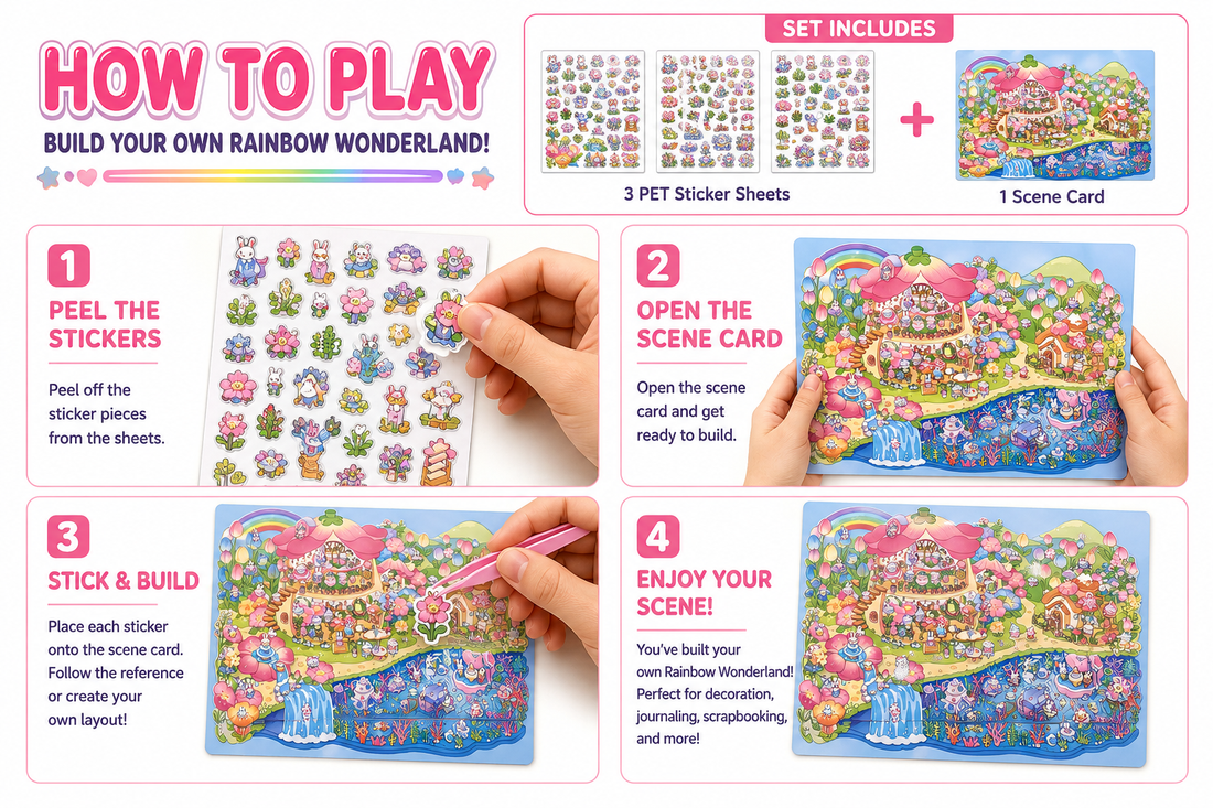 Rainbow Wonderland Sticker Puzzle Game