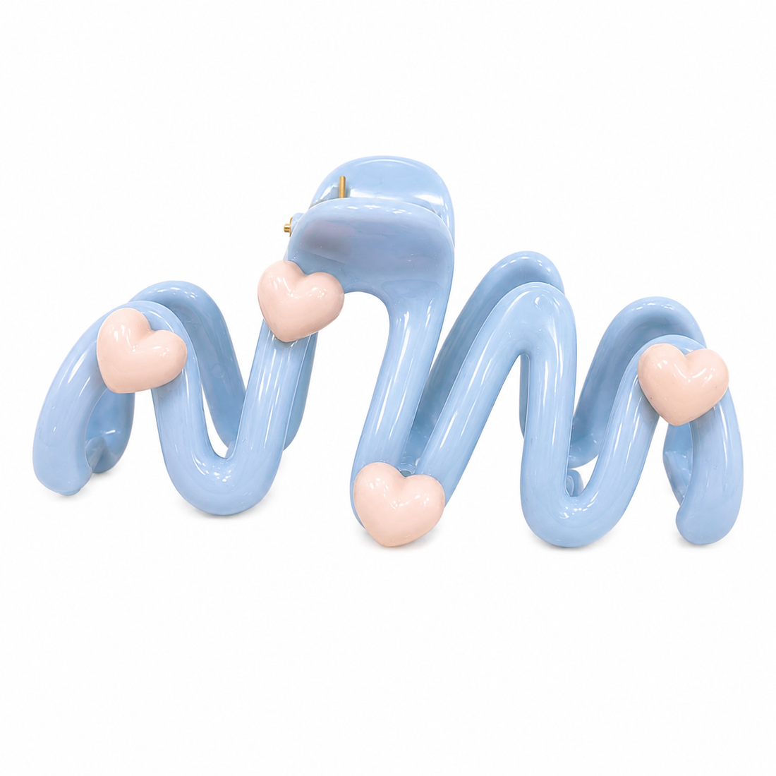 Blue Heart Wavy Hair Claw Clip