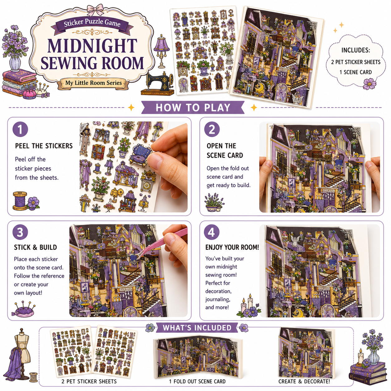Flower Pavilion Sticker Puzzle Game