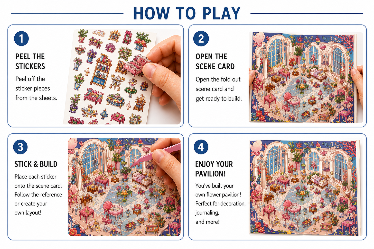 Flower Pavilion Sticker Puzzle Game