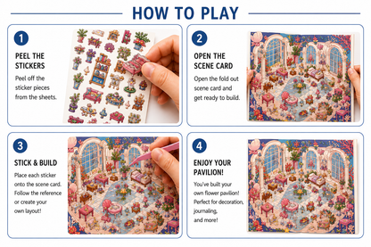 Flower Pavilion Sticker Puzzle Game