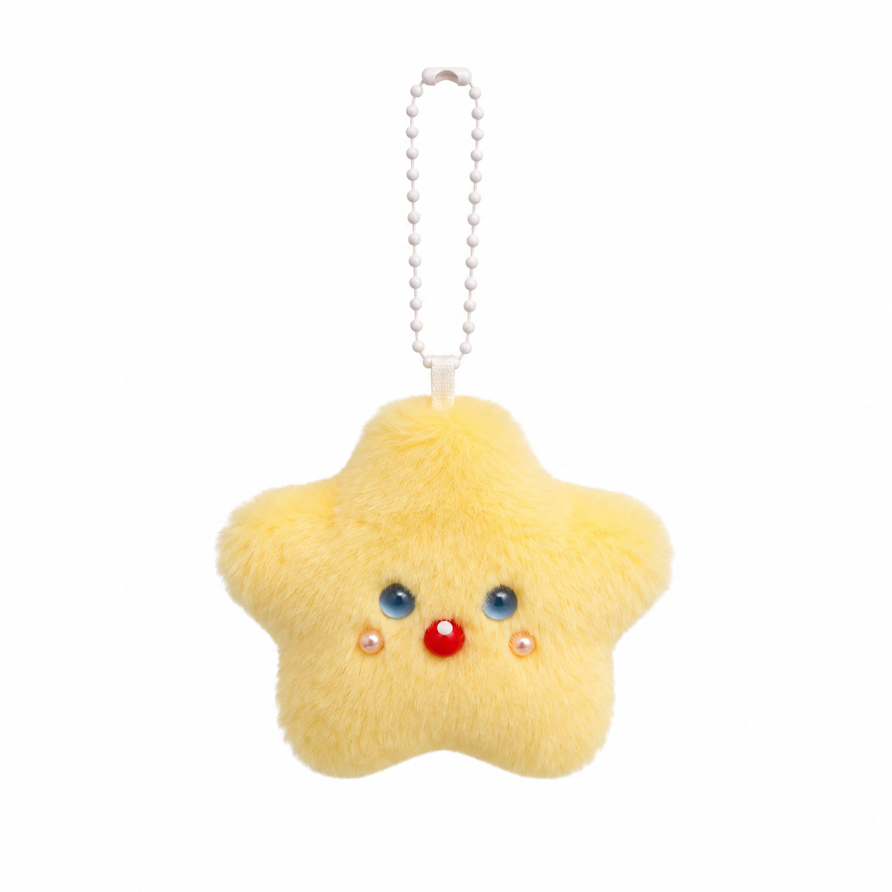 Fluffy Yellow Star Plush Keychain