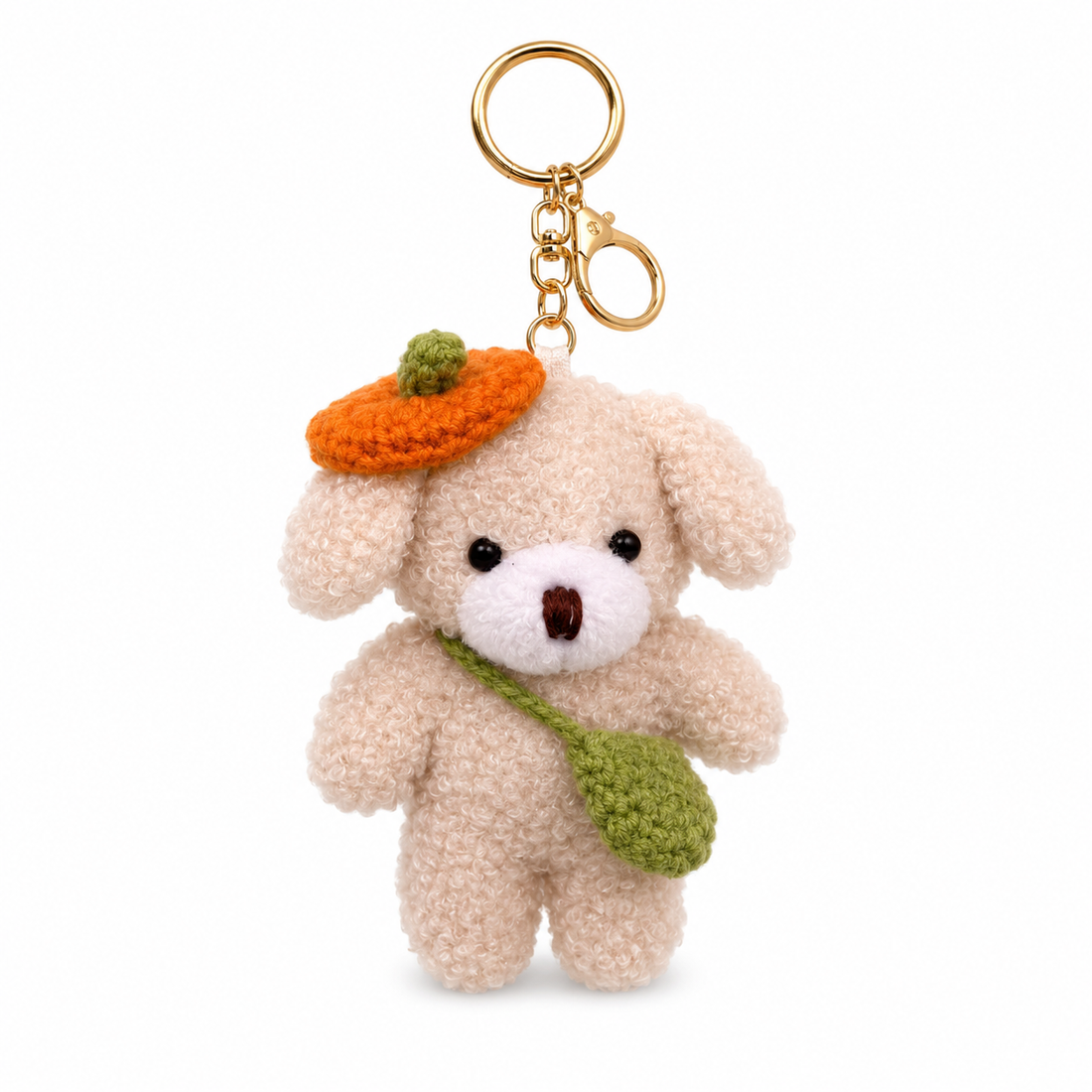 Little Beret Puppy Plush Keychain