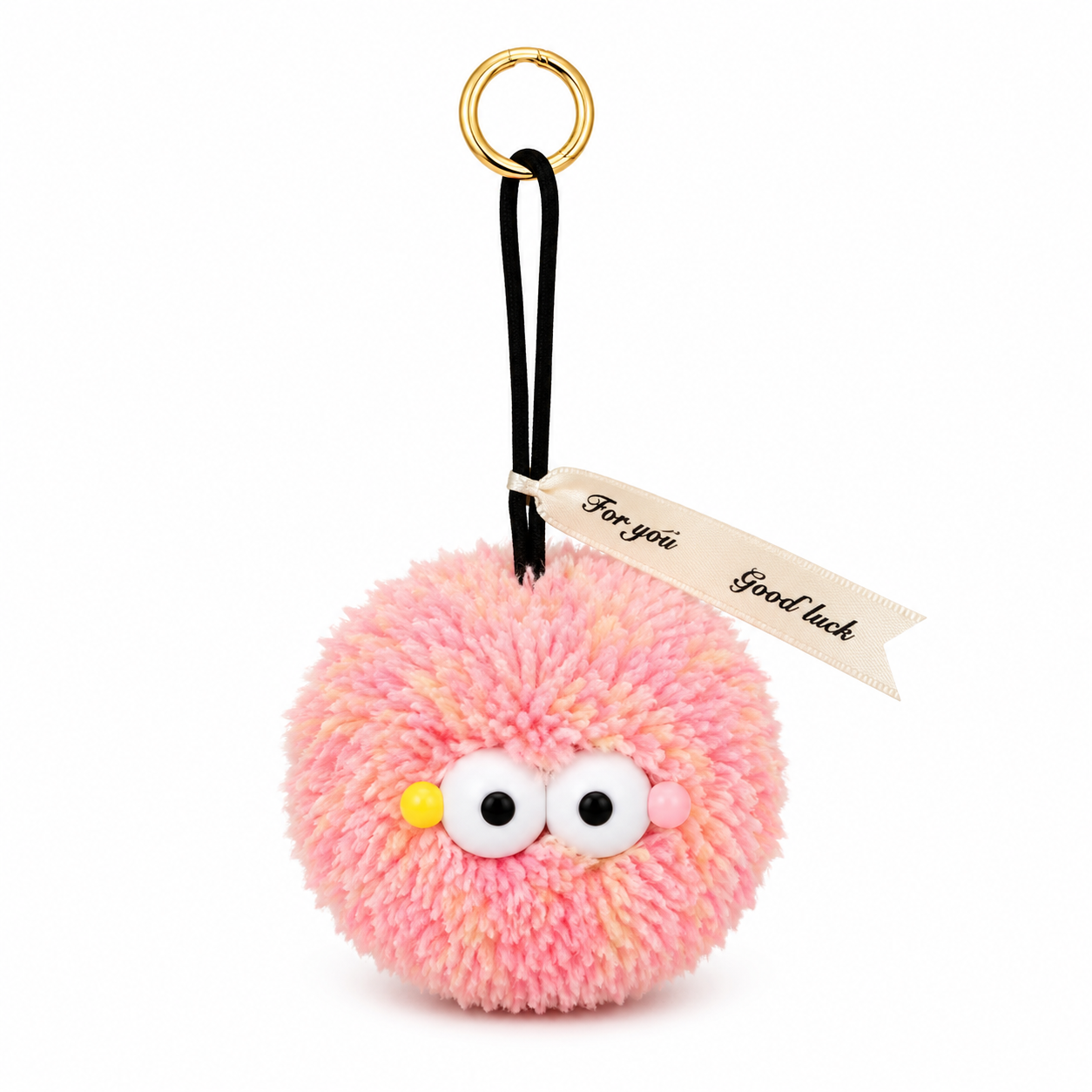 Pink Pom Pom Monster Keychain
