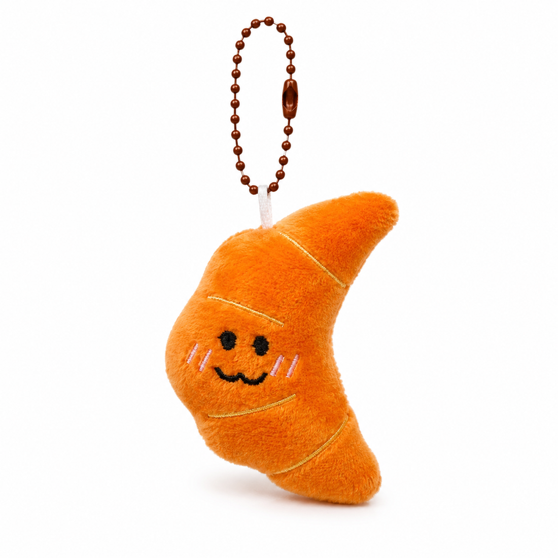 Smiley Croissant Plush Keychain