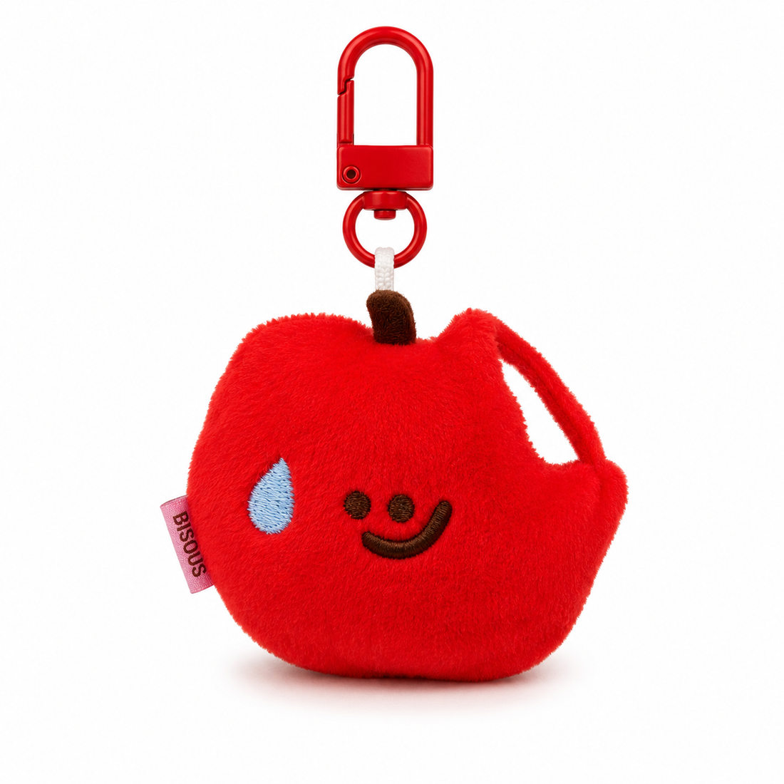 Smiley Red Apple Plush Keychain