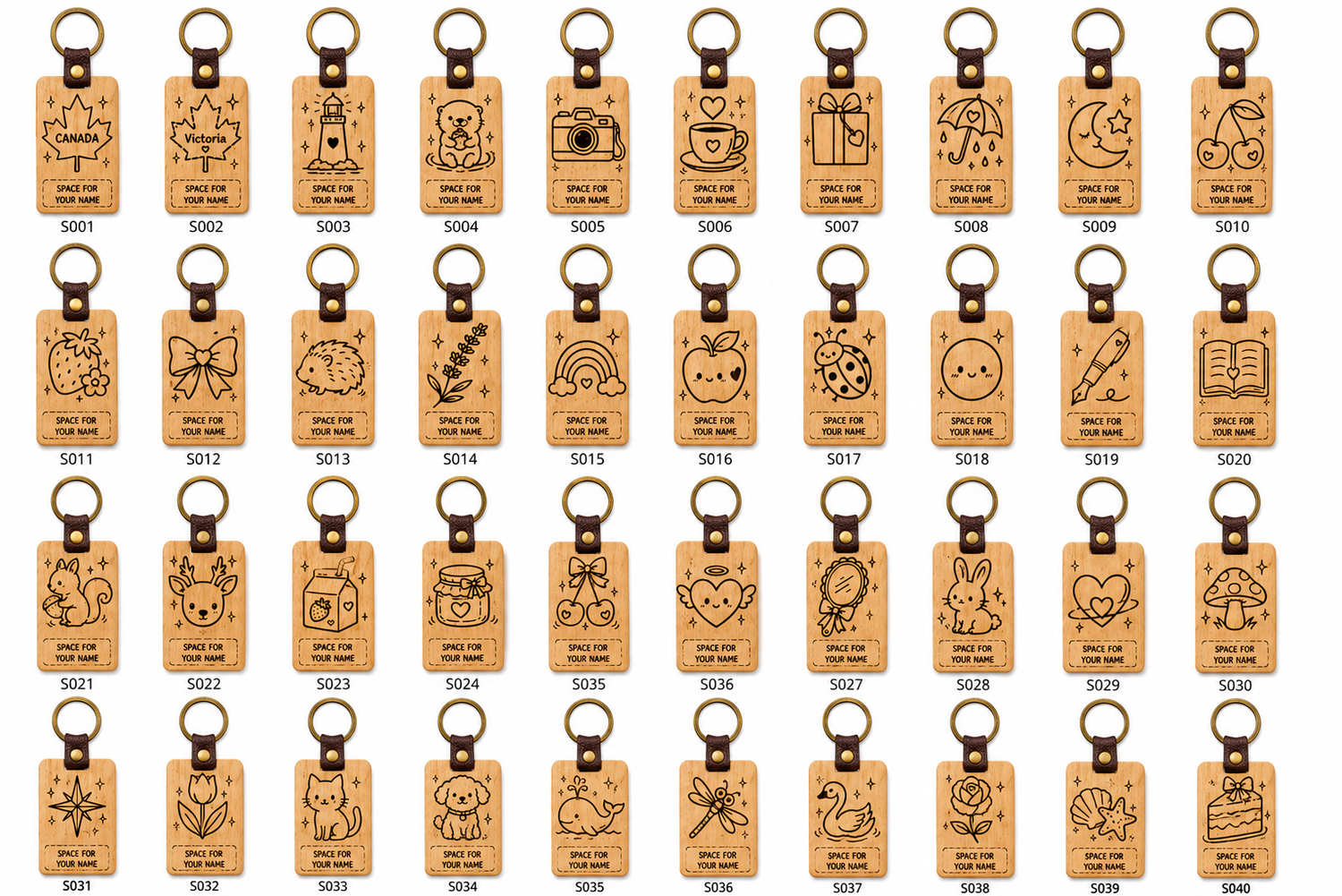 Personalized Beech Wood Keychain Rectangle